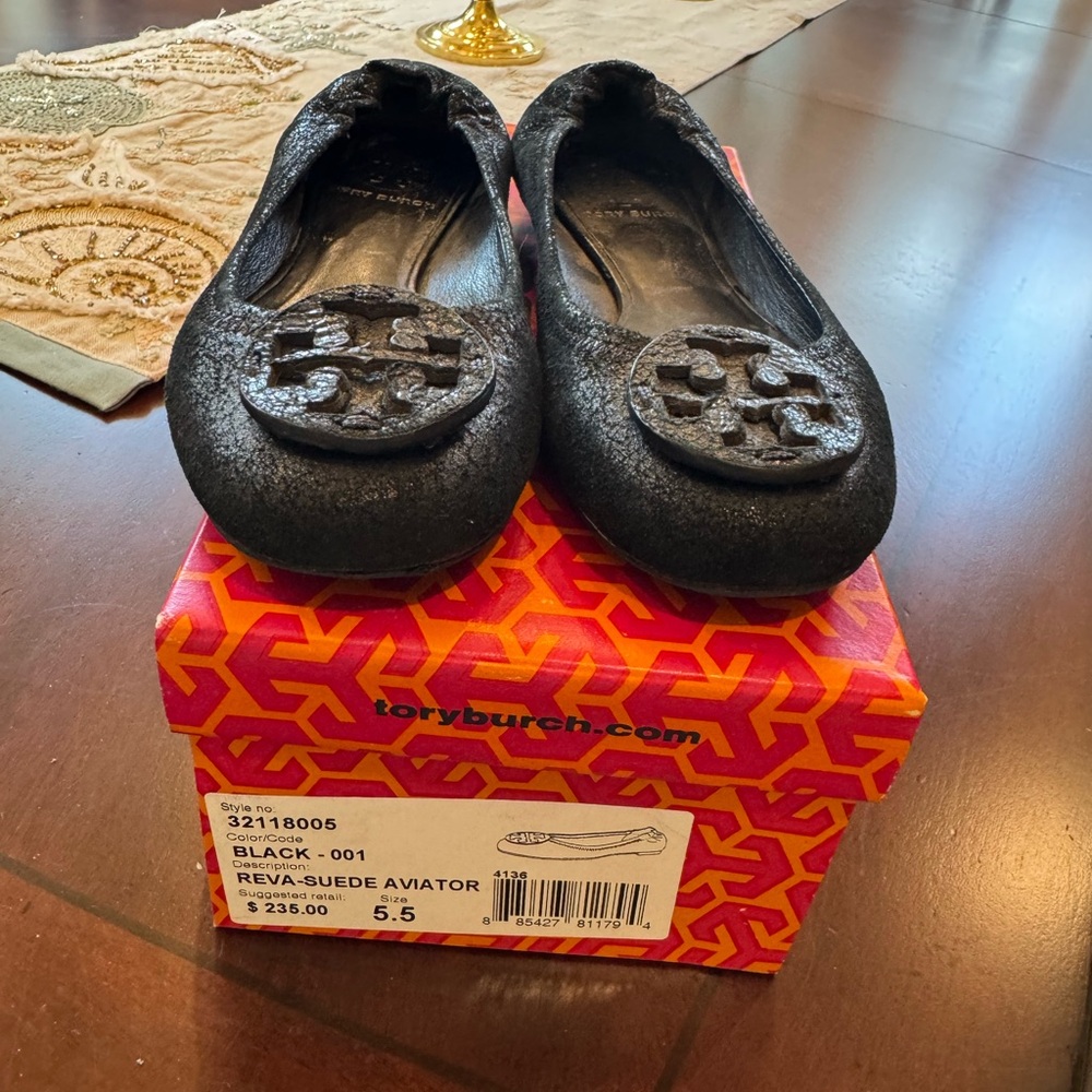 Tory Burch Black Suede Flats